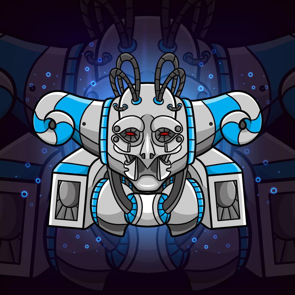 The metal blue steam punk for esport mascot inspiration vector