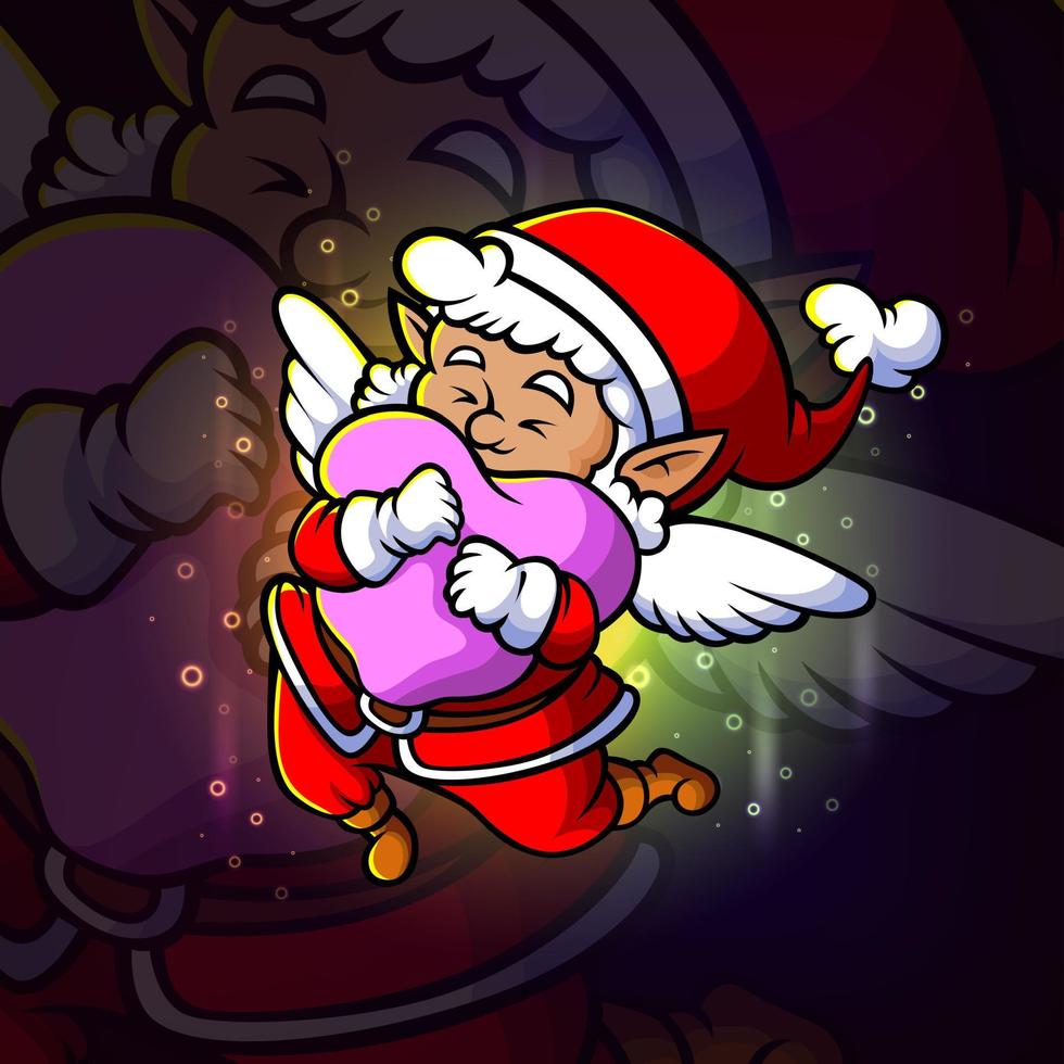 el santa cupido tiene un diseño de logotipo de amor esport vector