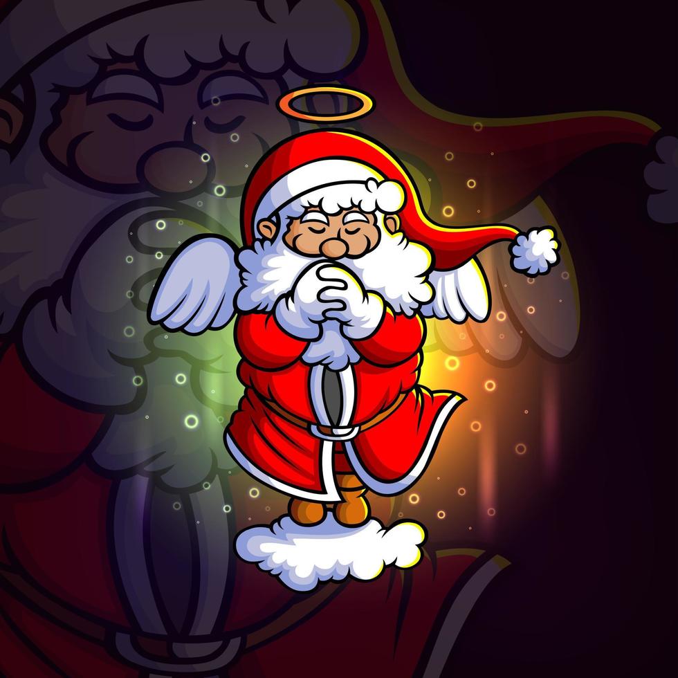 el hada santa claus está rezando diseño de mascota de esport vector