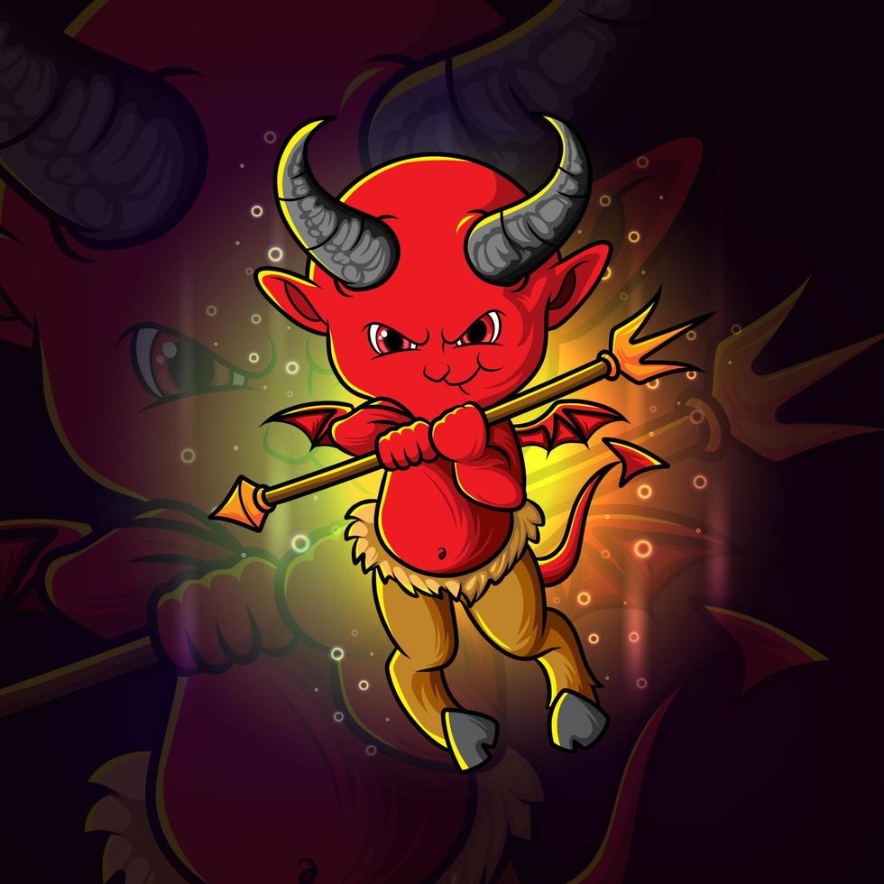 The baby demon with arrow esport logo design vector