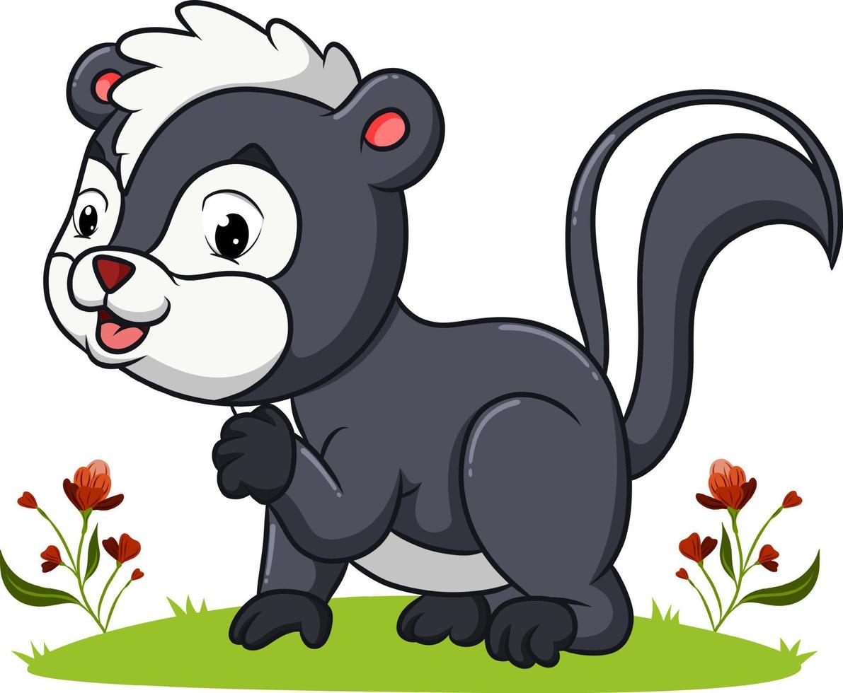 The skunk is sitting on the garden vector