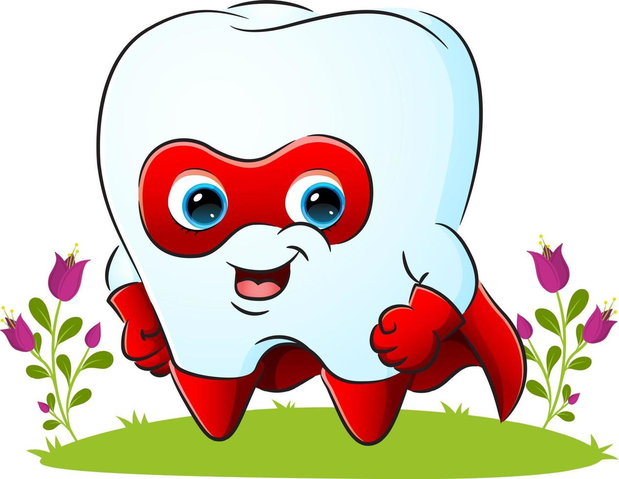 The superhero of tooth is wearing the musk and robe vector