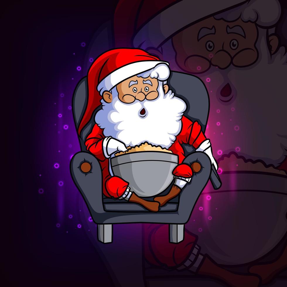 la santa claus mira el diseño de la mascota de la película esport vector