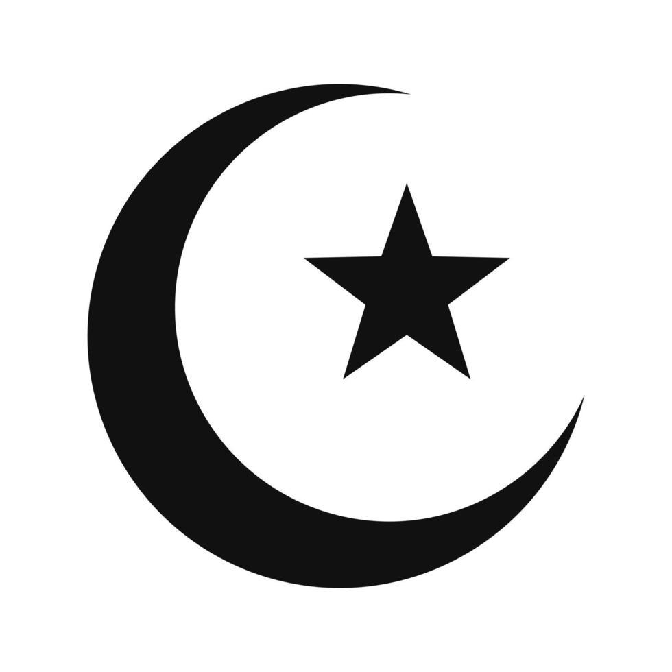 Crescent moon and star icon. Islamic symbol vector illustration