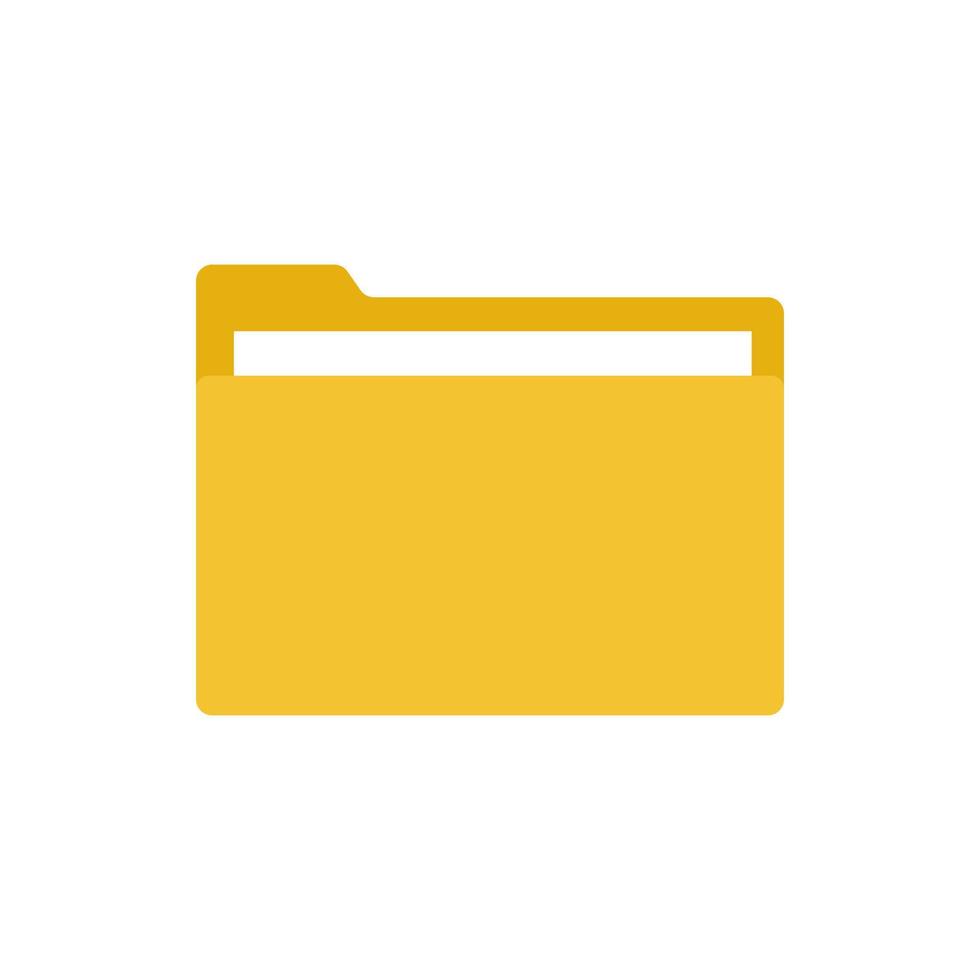 Yellow folder file icon. Archive document vector flat illustration