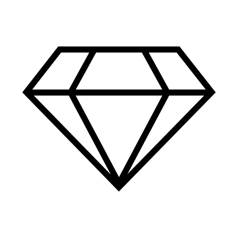 icono de diamante en estilo de contorno. símbolo de joyería geométrica y vector de logotipo