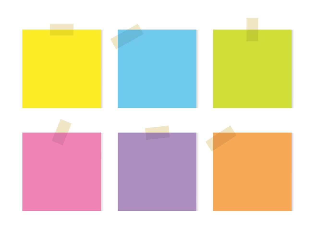 Colourful sticky notes paper icon illustration set vector