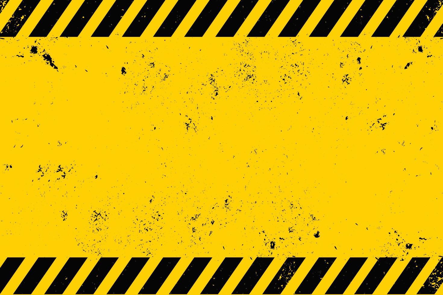 Yellow grunge dirty industrial metal background with black warning stripes. vector