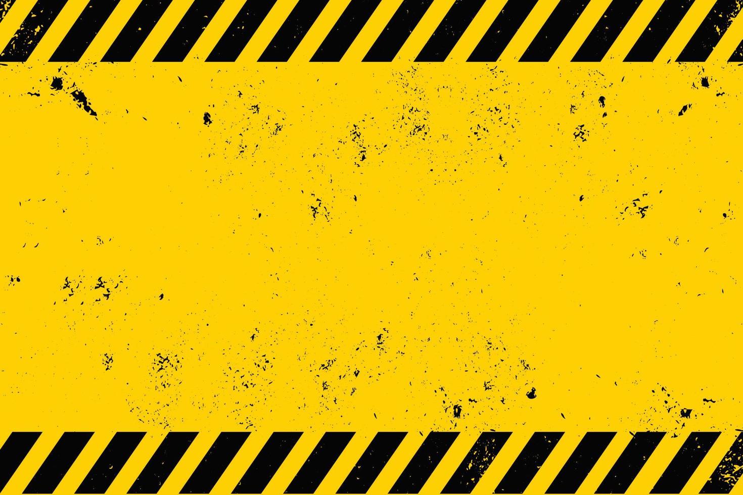 Yellow grunge dirty industrial metal background with black warning stripes. vector