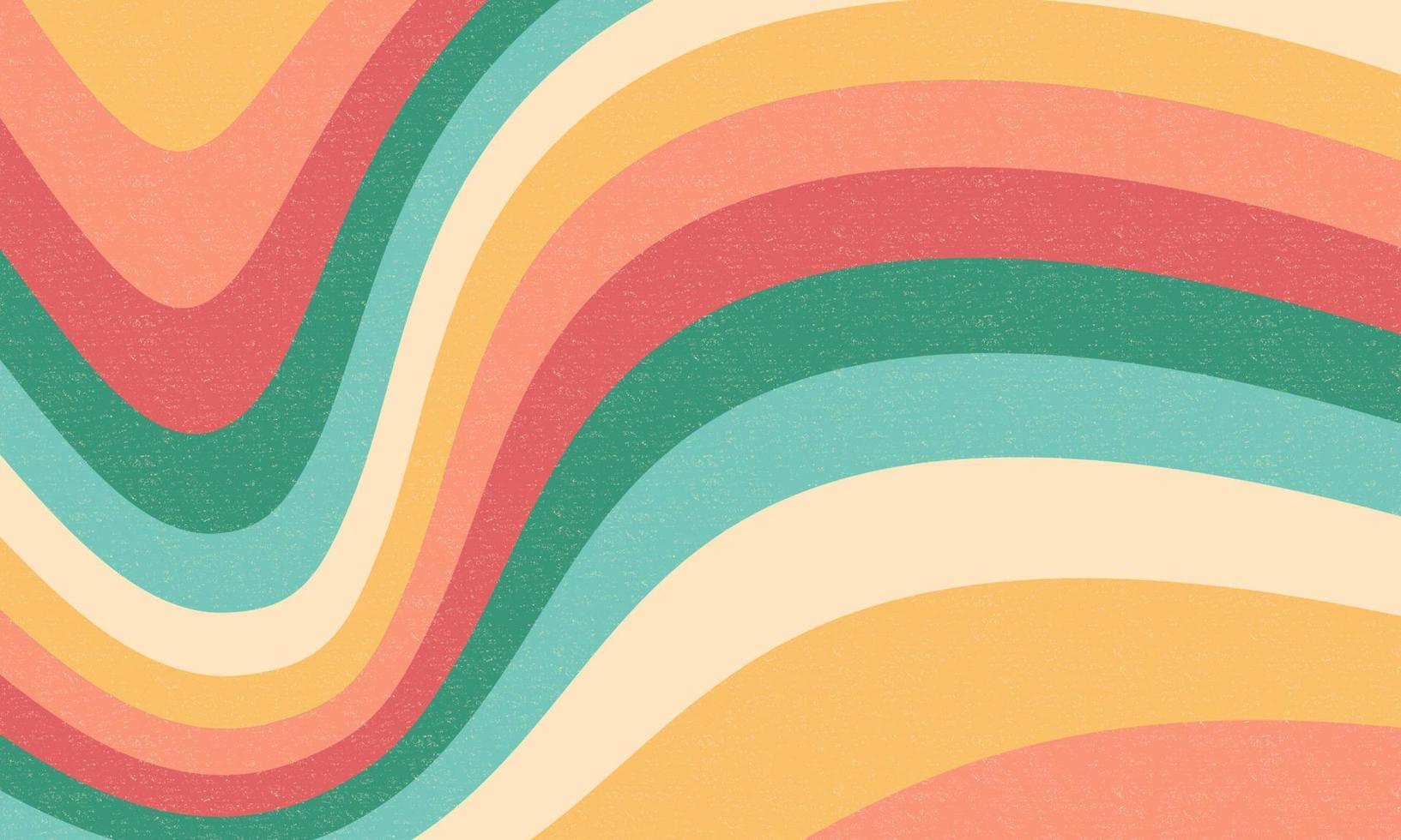 Retro groovy background. Colourful wavy rainbow vector design