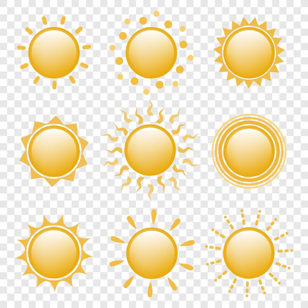 Set of sun icons vector