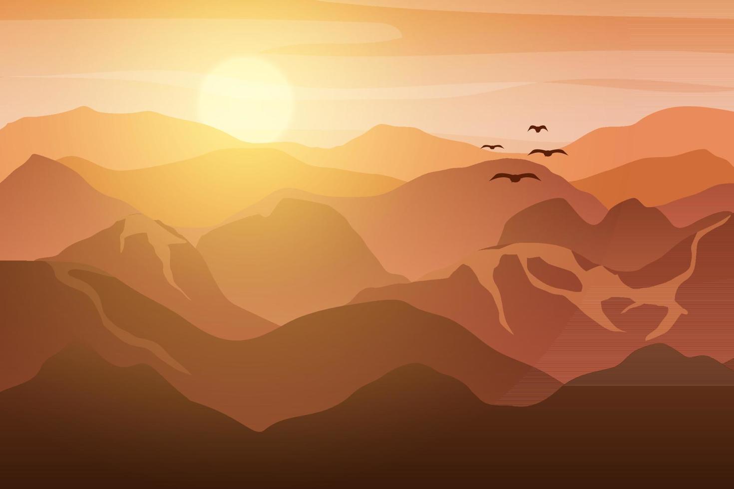 Mountain landscape with sunrise in morning vector