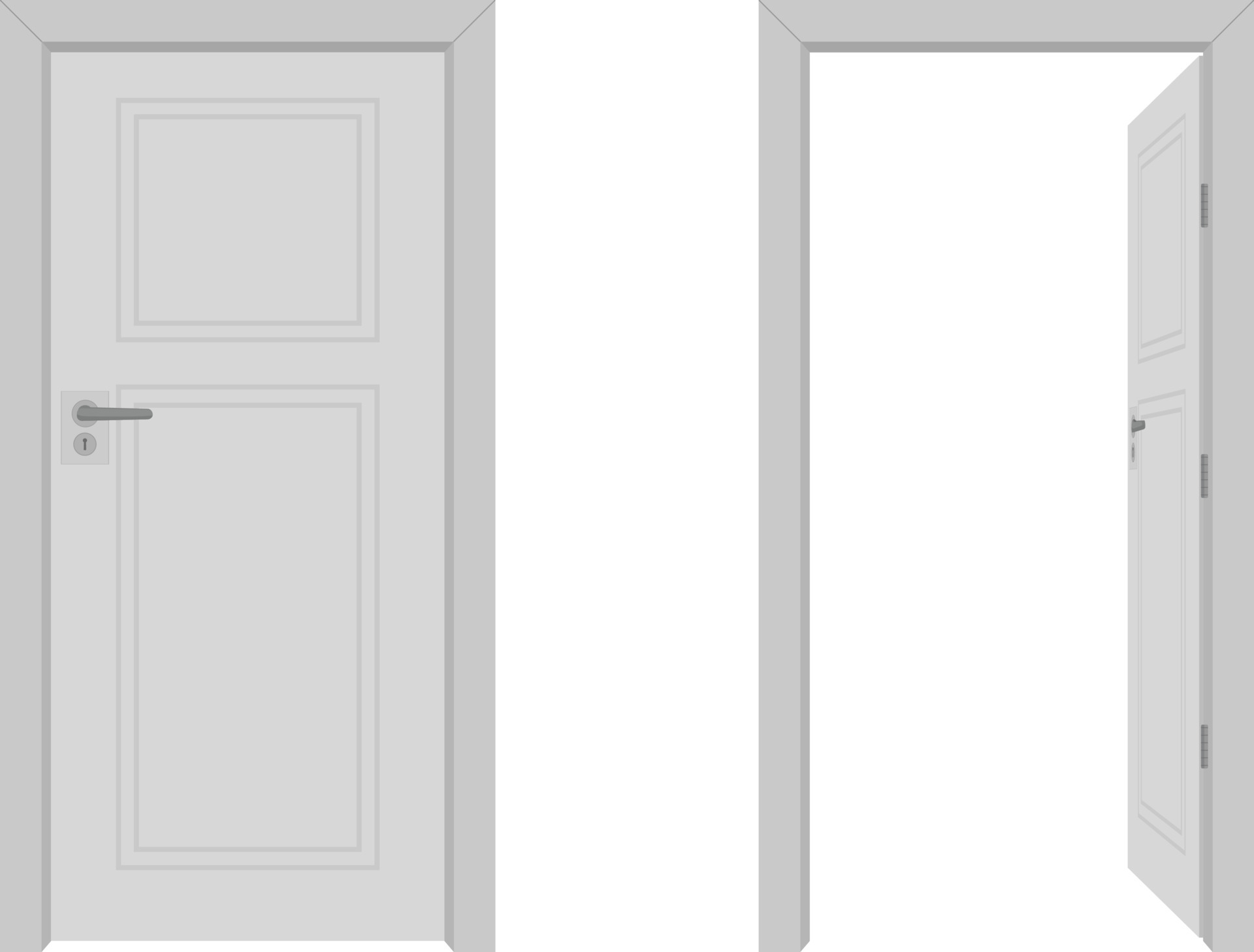 white door frame open and close 4945621 Vector Art at Vecteezy