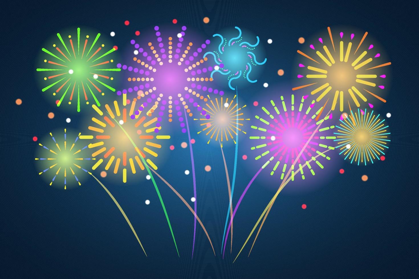 fireworks display in night background vector