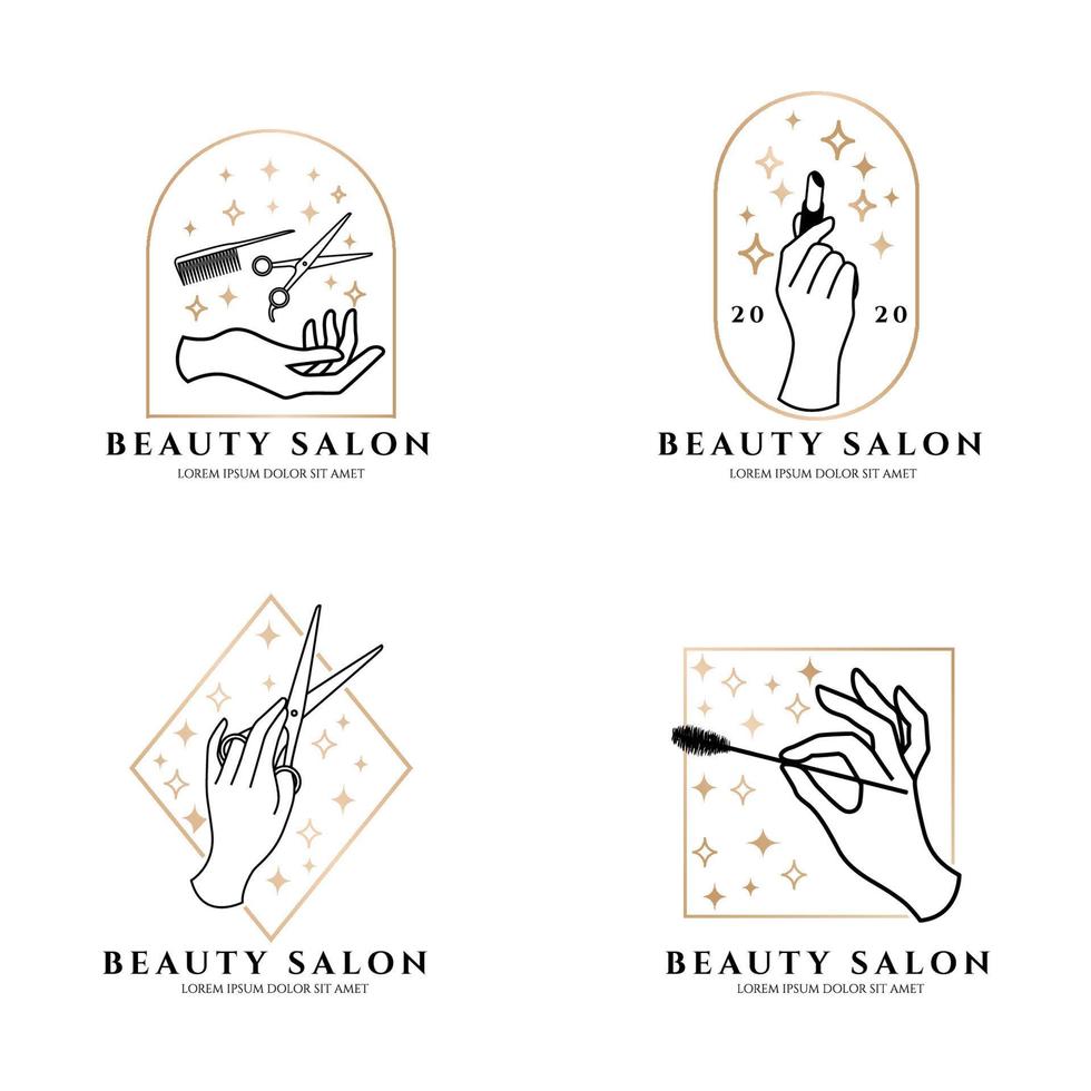 beautiful feminine salon logo elegant theme editable template vector