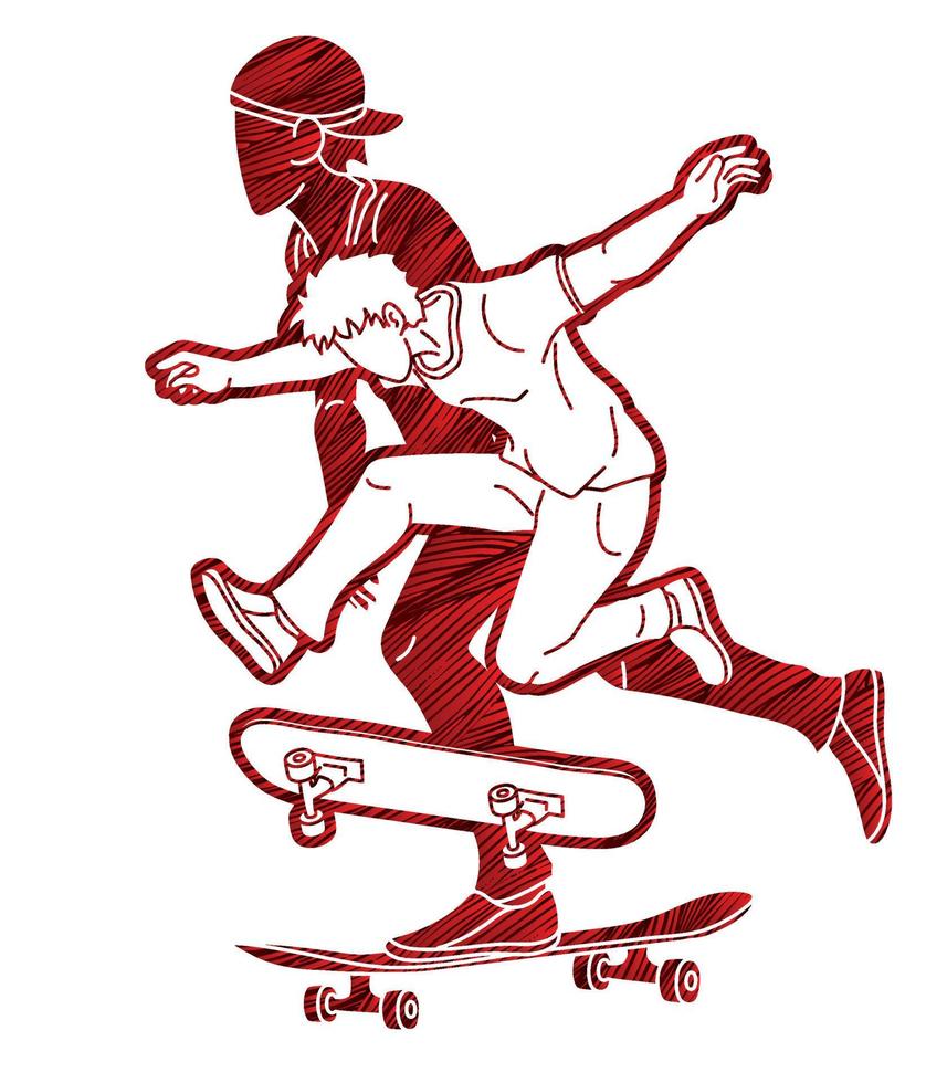 Skateboarder Playing Skateboard Action vector