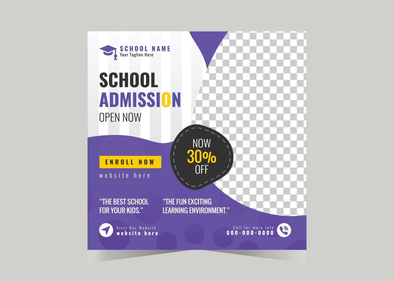 School admission educational social media post template vector