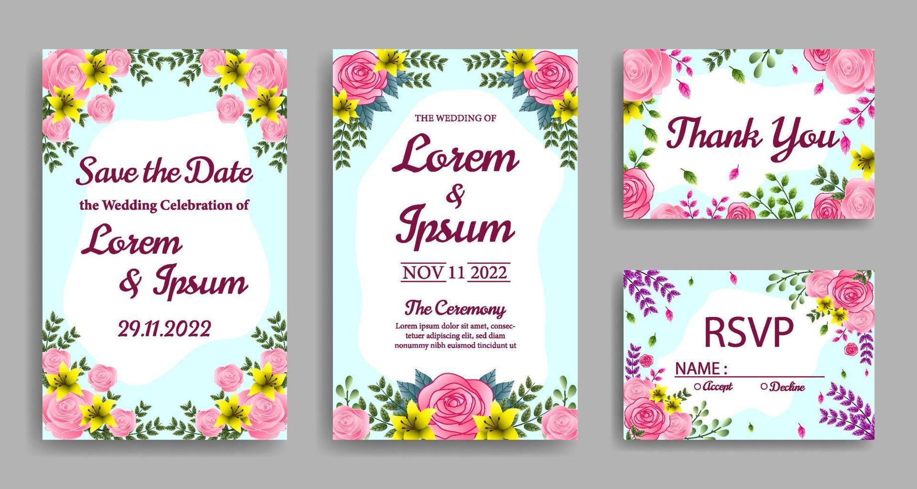 Template Wedding Invitation Set vector