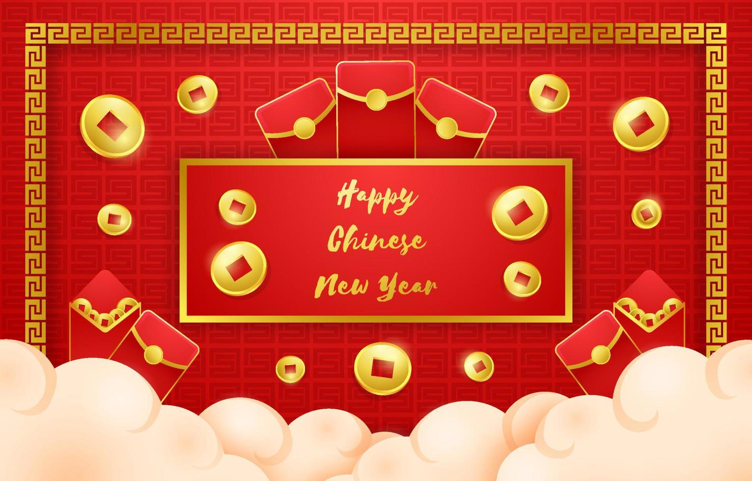 fondo de bolsillo rojo año nuevo chino vector