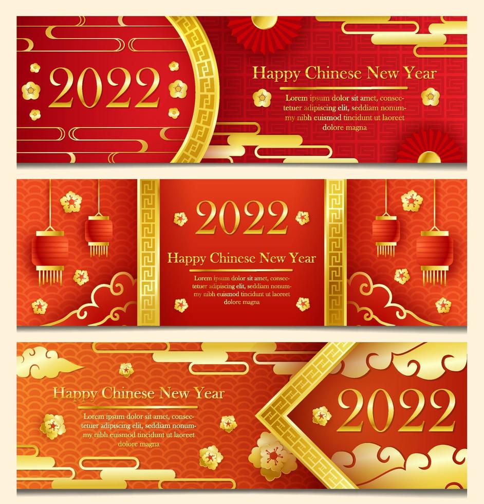 Chinese New Year Banner Set Collection vector