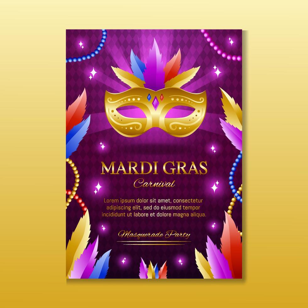 cartel de máscara y cuentas de mardi gras vector