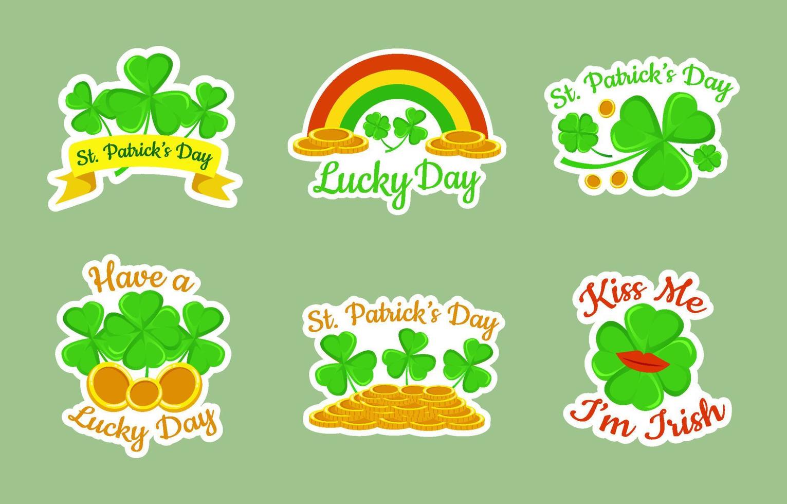 Shamrock Sticker Set Collection vector