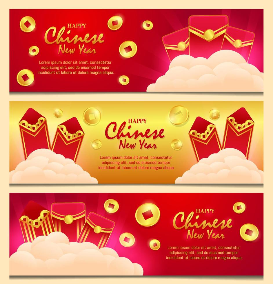 banner de paquete rojo de año nuevo chino vector