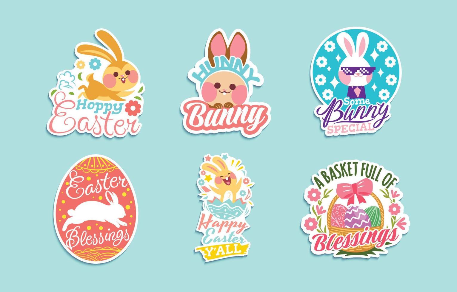 Easter Bunny Stickers Collection vector