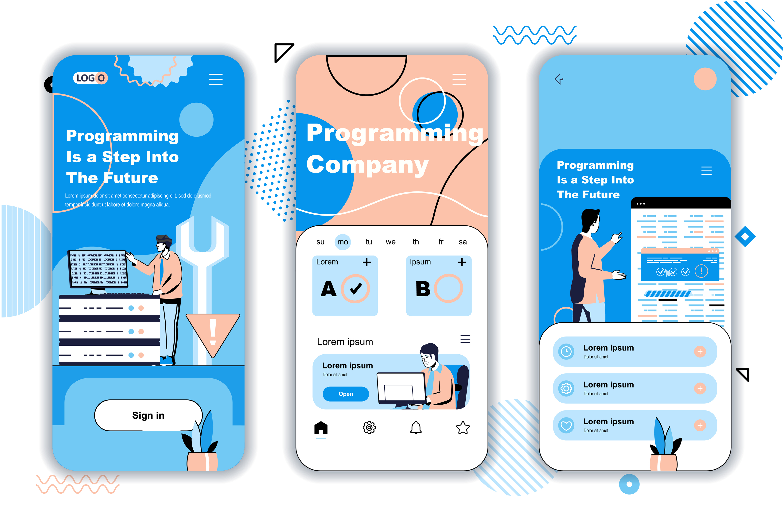 Programming company concept onboarding screens for mobile app templates ...