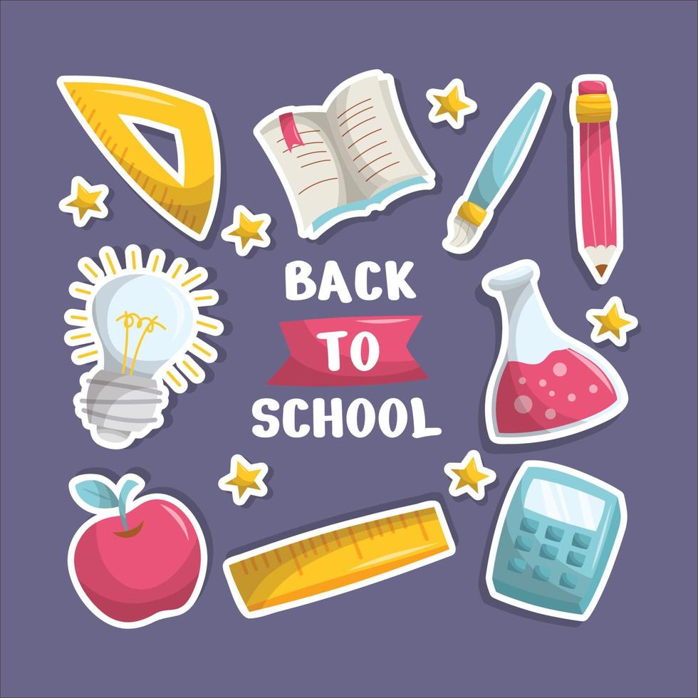 Back To School Doodle Sticker Collection vector