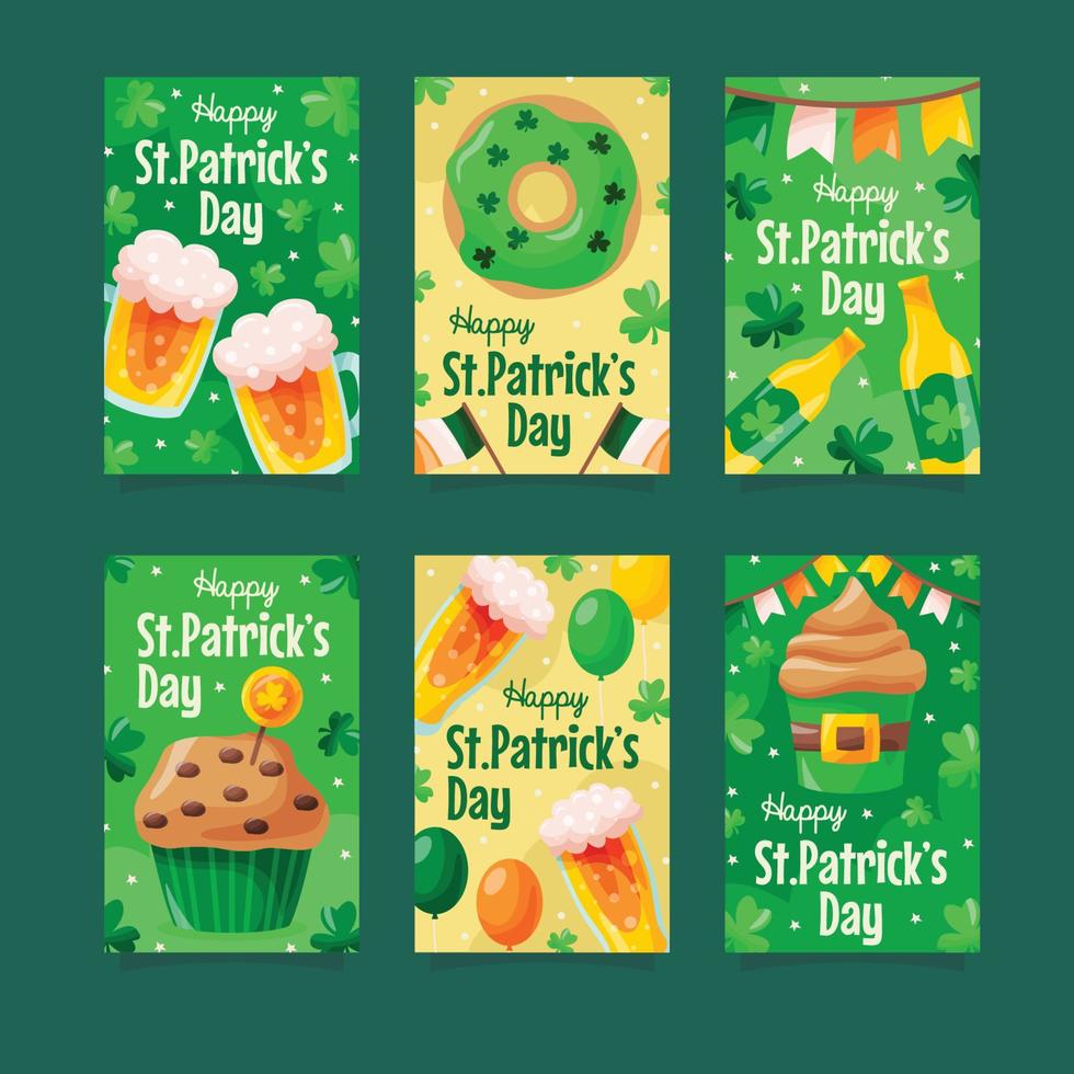 St Patrick's Day Doodle Food Card Collection vector