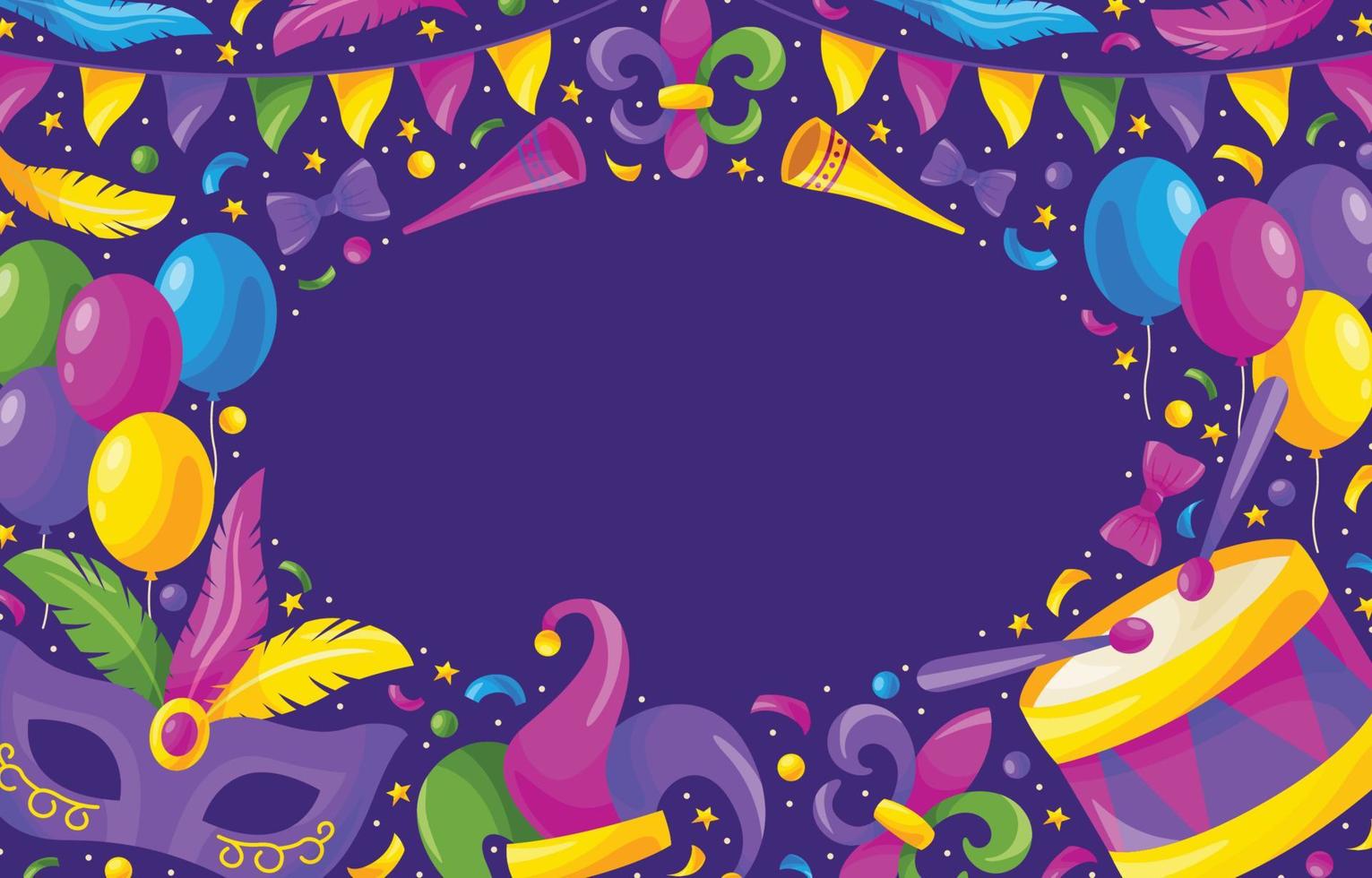 Mardi Gras Carnival Festival Colorful Doodle Background vector