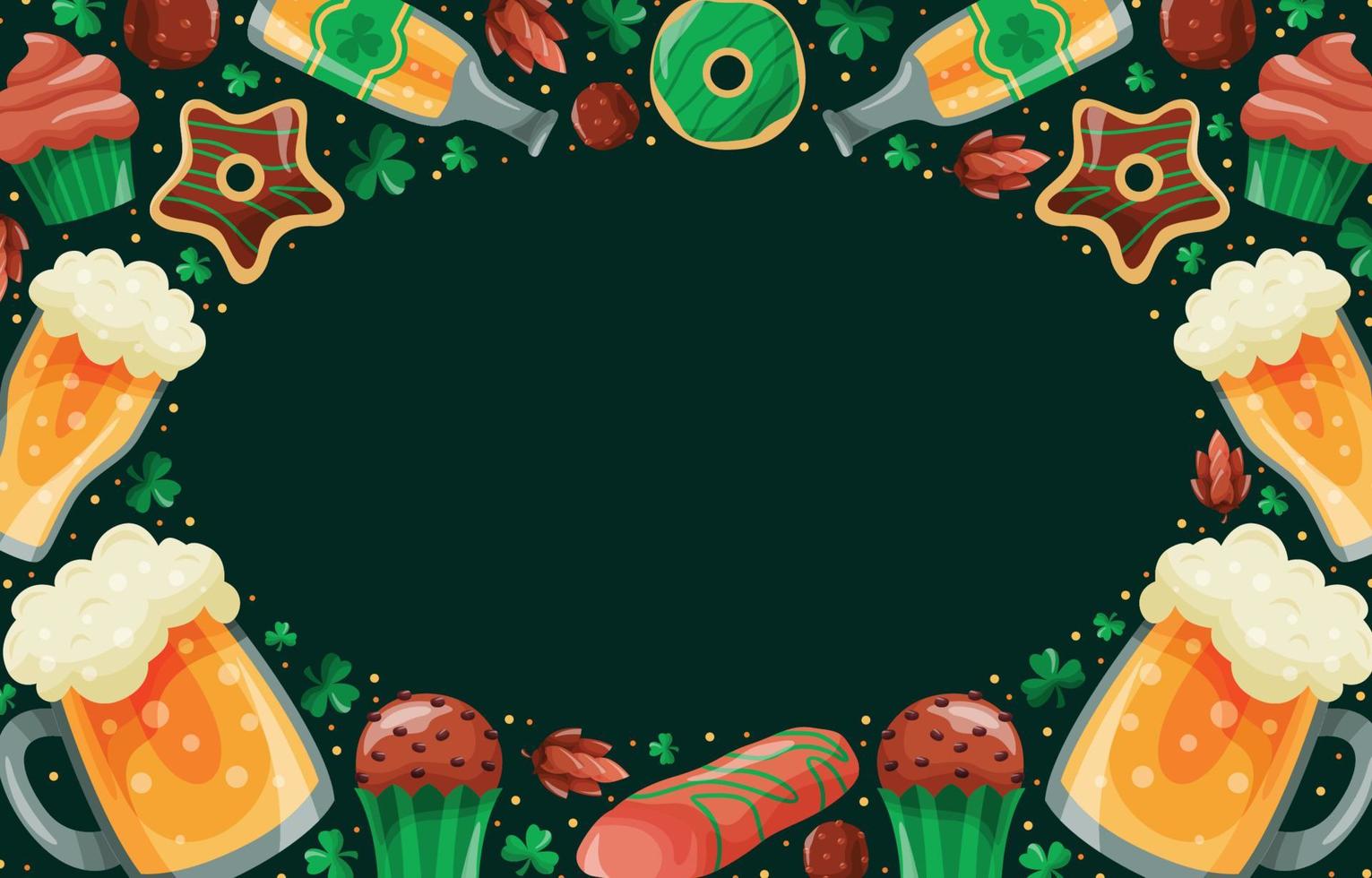 fondo de comida de doodle del día de san patricio vector