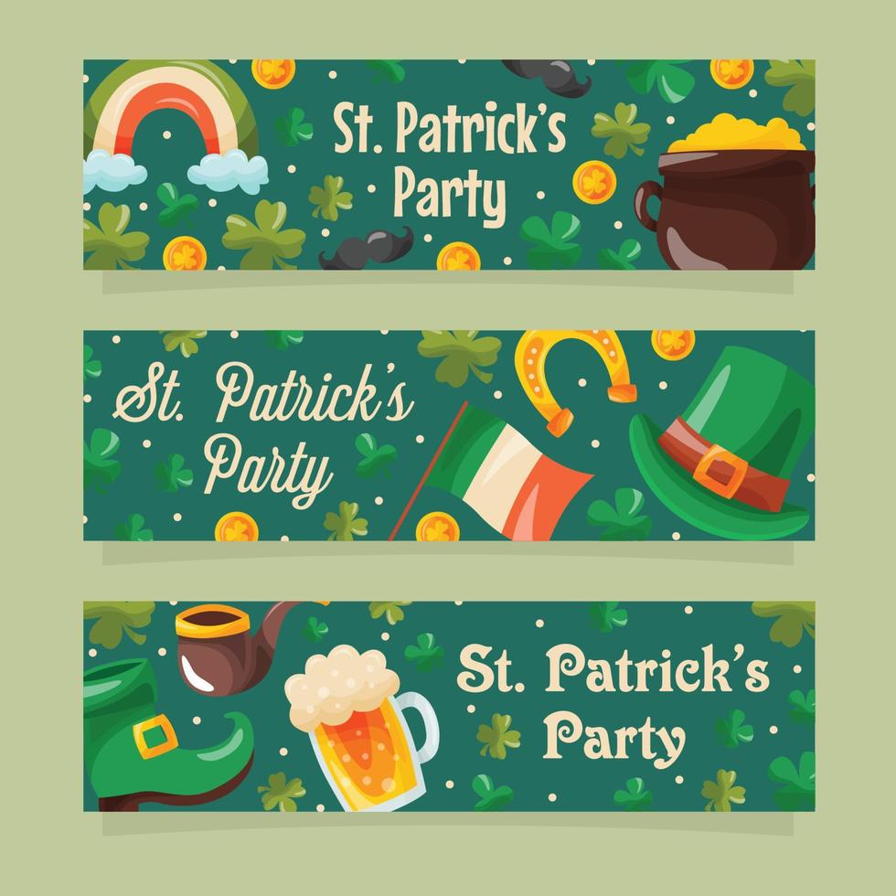 St Patrick's Day Shamrock Doodle Element Banner vector