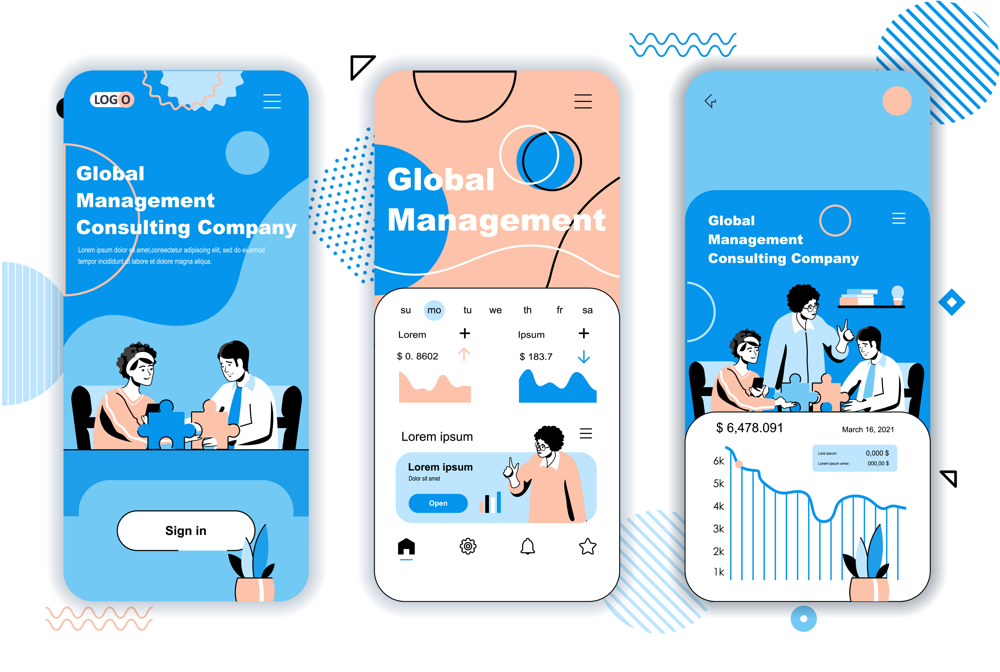 Global management concept onboarding screens for mobile app templates ...