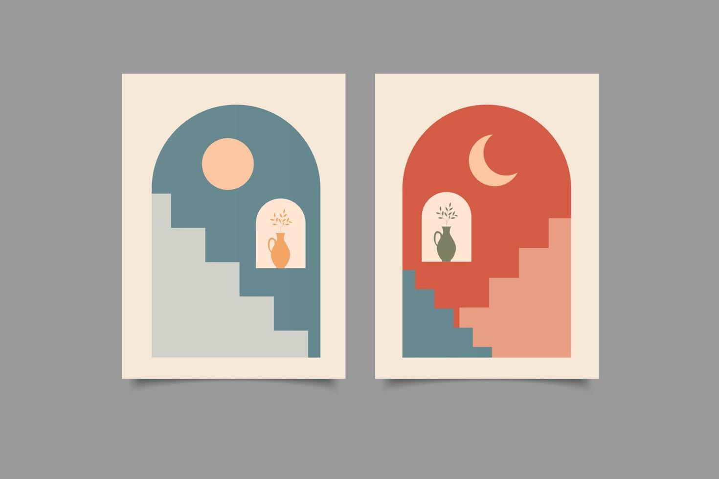 Wall art collection boho contemporary vector