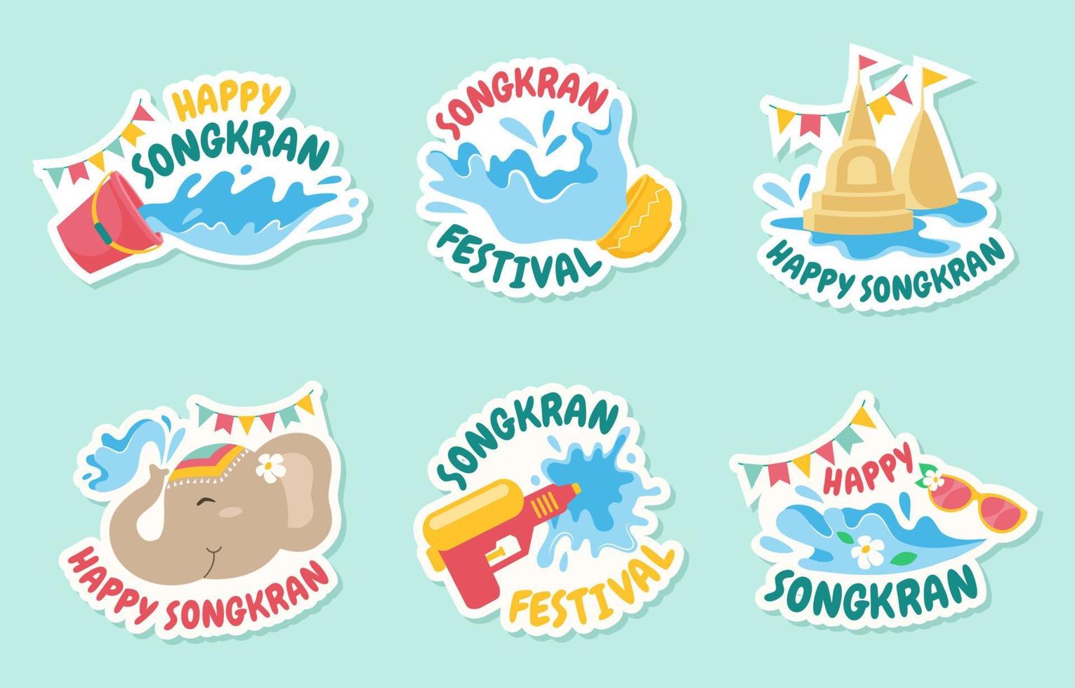 Cute Songkran Festival Set vector
