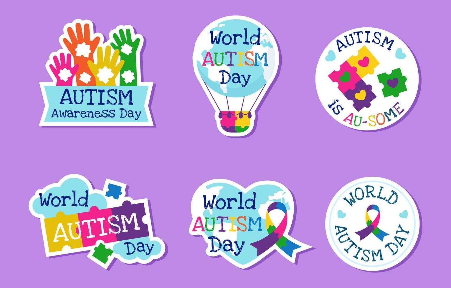 Cute World Autism Day Set vector