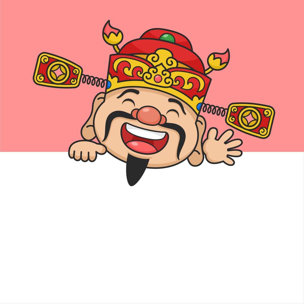 Cute Chinese New Year Fortune God On The Wall vector