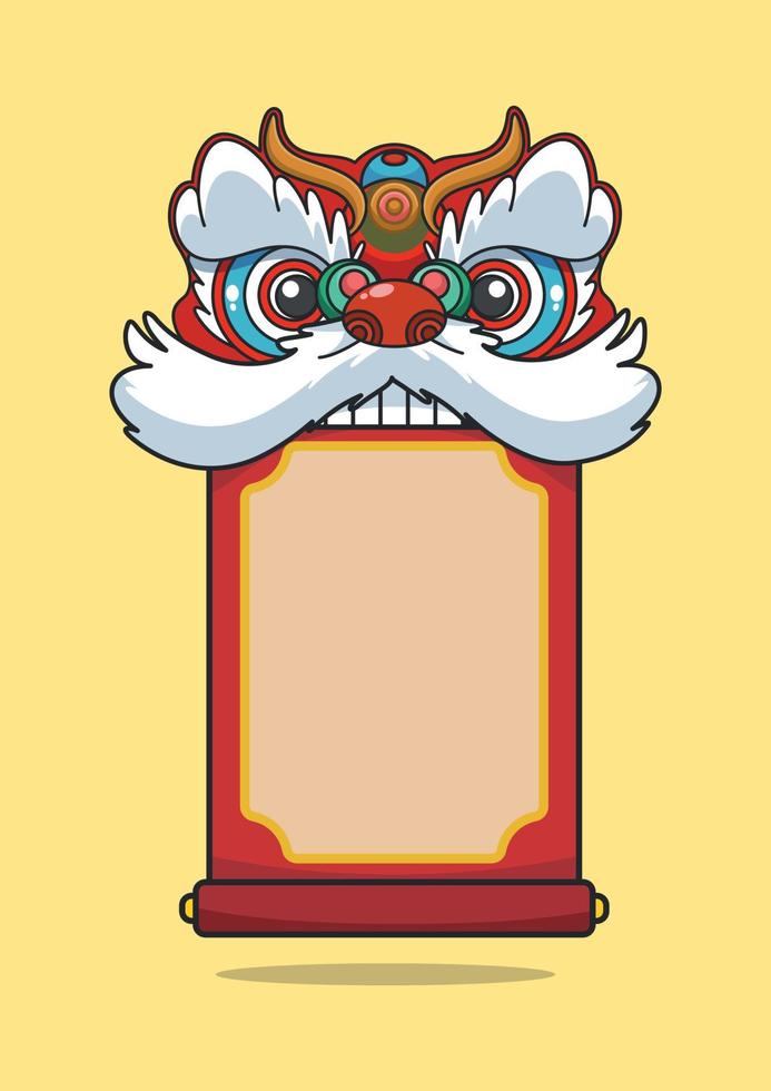 Chinese New Year Lion Dance Head And Scroll vector