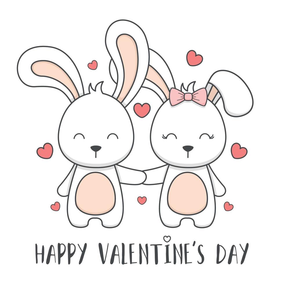 Cute Valentines Day Bunny Rabbit Couple vector