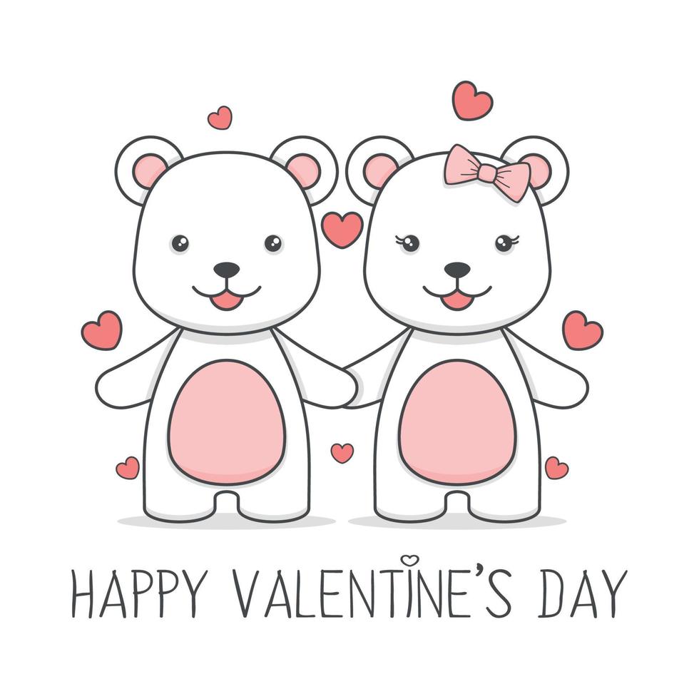 Cute Valentines Day Polar Bear Couple vector