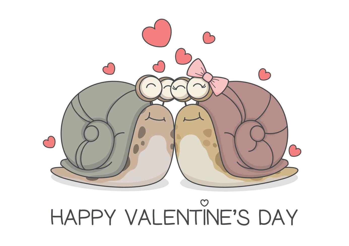 Cute Valentines Day Snails Couple vector