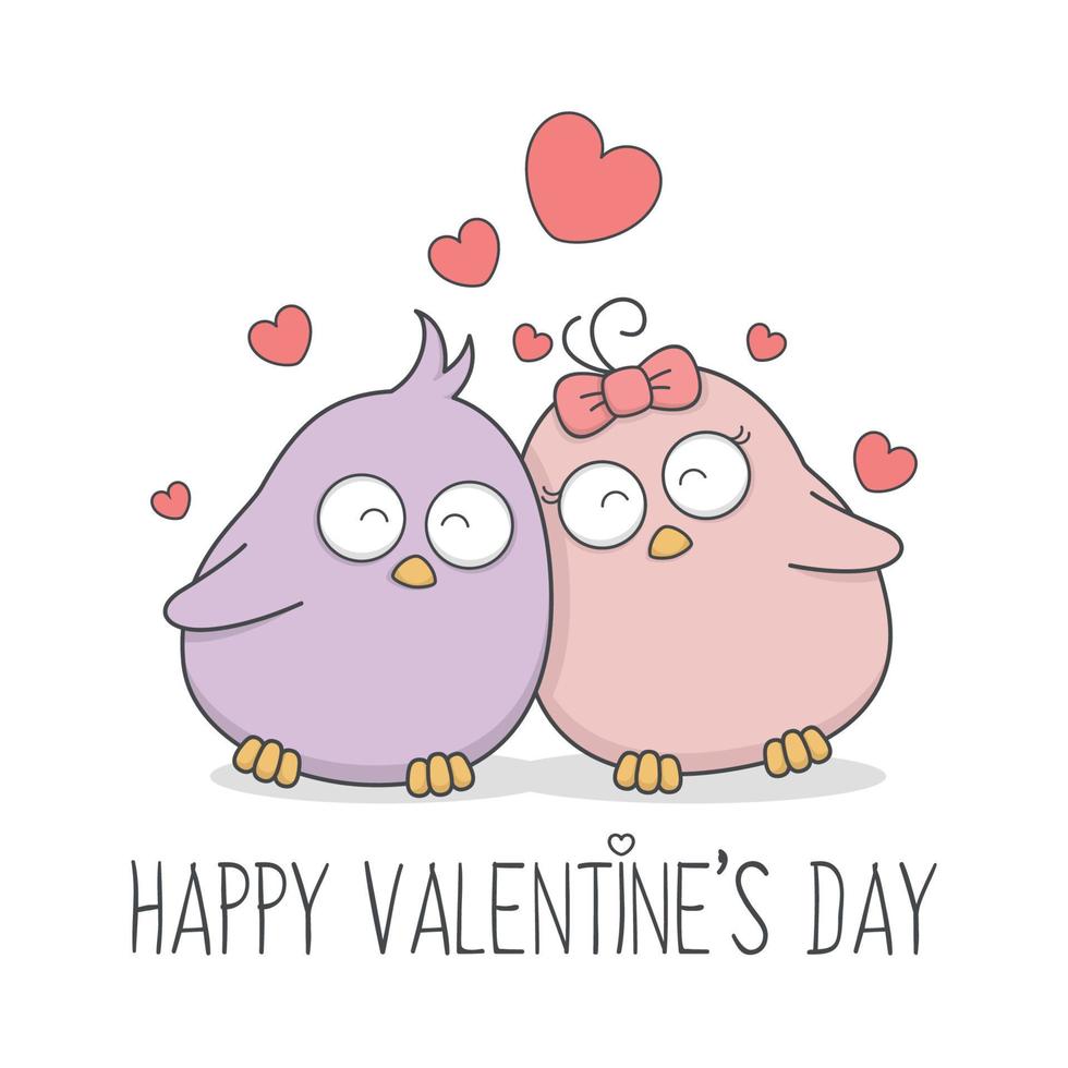 Cute Valentines Day Bird Couple In Love vector