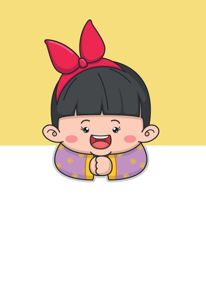 Cute Chinese New Year GIrl With Big Bow vector