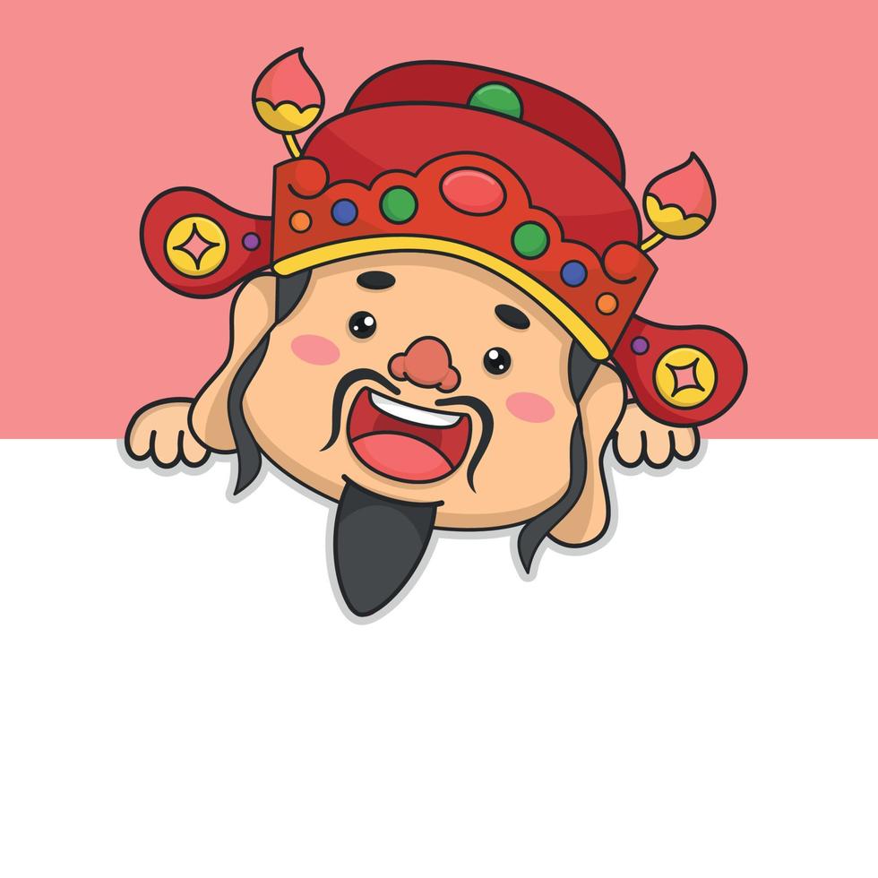 Cute Chinese New Year Fortune God Peeking vector