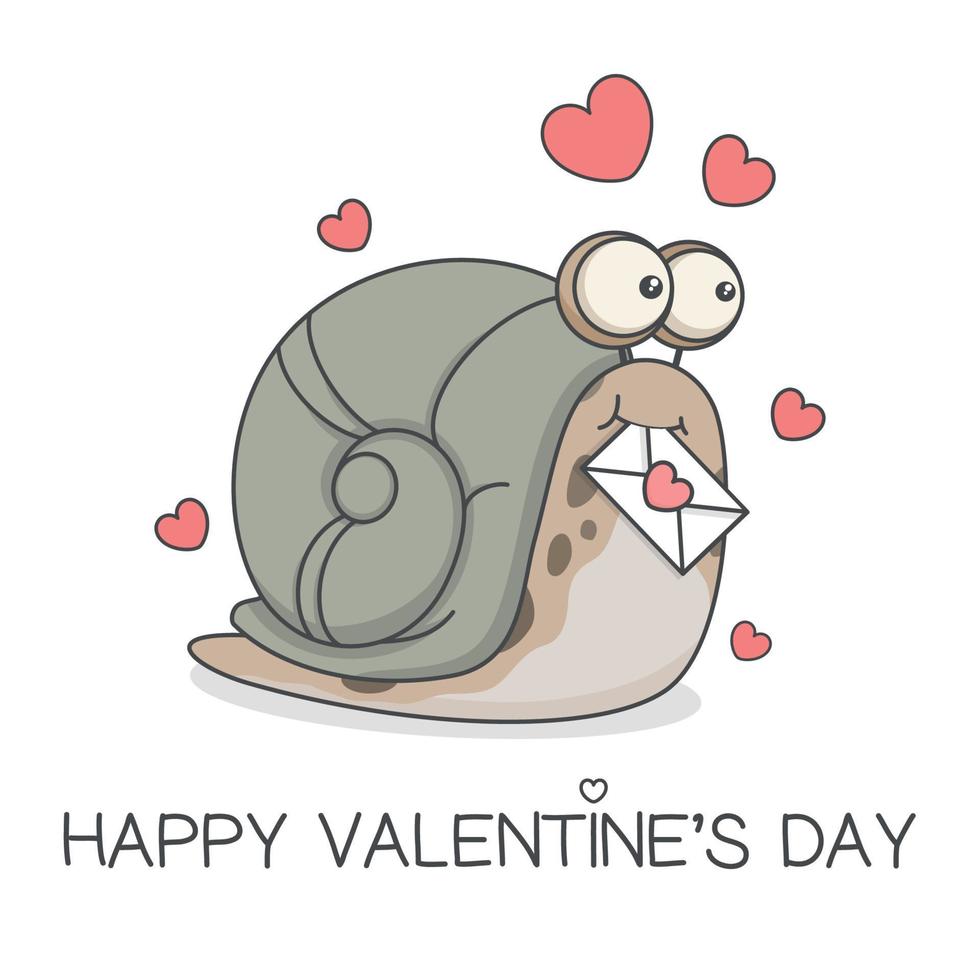 Cute Valentines Day Snail Holding Love Letter vector