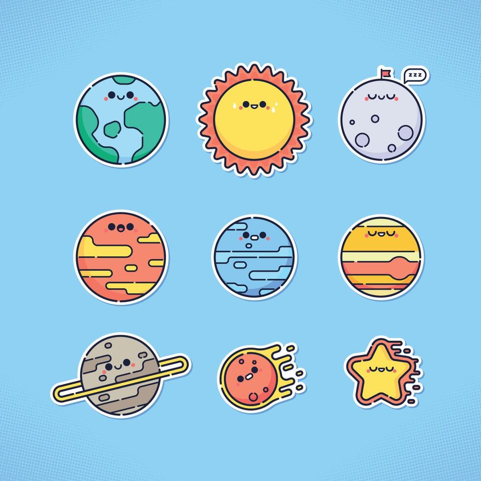 Set of Cute Celestials vector