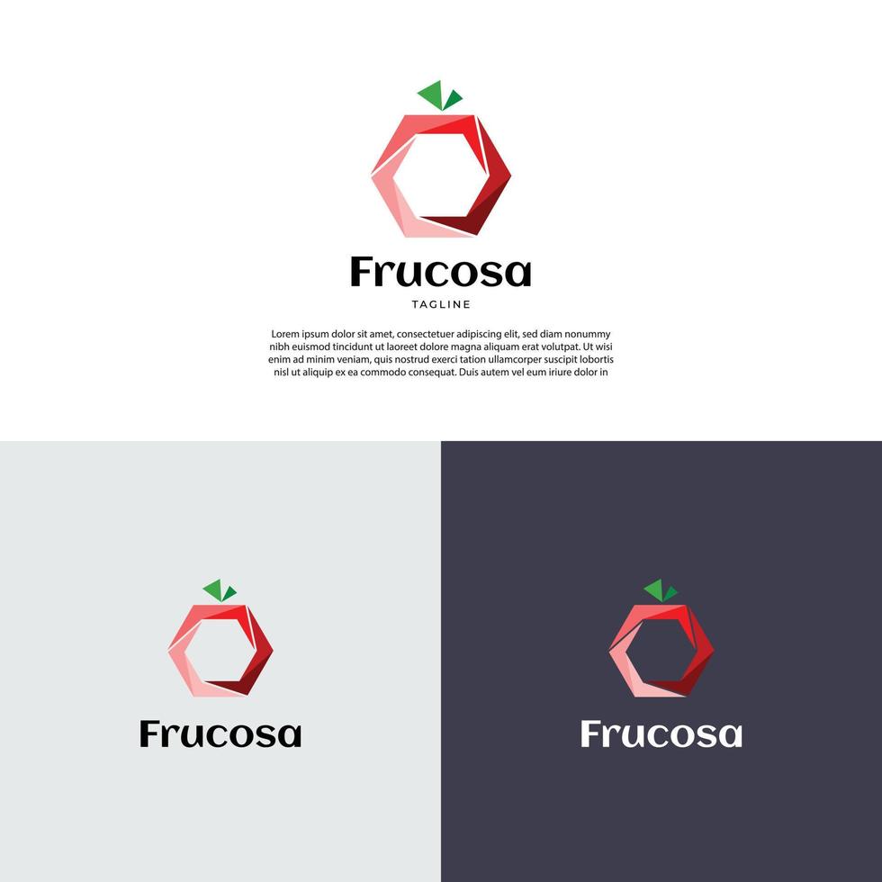 Plantilla de diseño de logotipo de forma de fruta geométrica abstracta vector