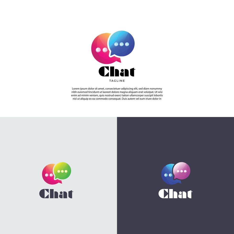 Colorful Gradient Double Bubble Chat Logo Design Template vector
